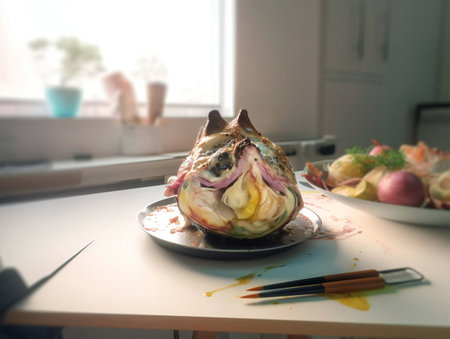 Delicious Delight: A Mouthwatering Meal on the Table. Generative AIの素材