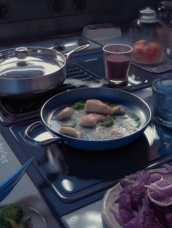Delicious Delight: A Mouthwatering Meal on the Table. Generative AIの素材