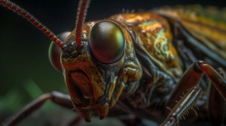 Macro shot of an insect on a dark background. Macro photography.の素材