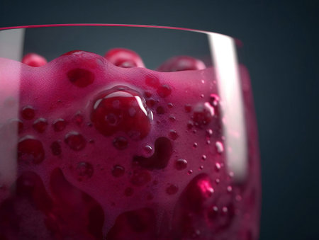 Refreshing Berry Bliss: A Macro View of a Healthy Cocktail.の素材