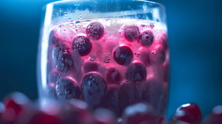 Refreshing Berry Bliss: A Macro View of a Healthy Cocktail.の素材