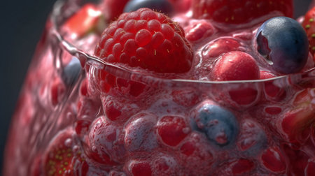 Refreshing Berry Bliss: A Macro View of a Healthy Cocktail.の素材