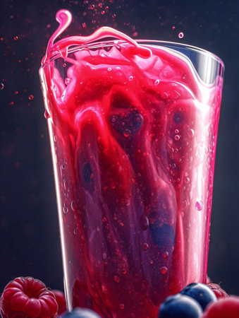 Refreshing Berry Bliss: A Macro View of a Healthy Cocktail.の素材