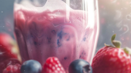 Refreshing Berry Bliss: A Macro View of a Healthy Cocktail.の素材