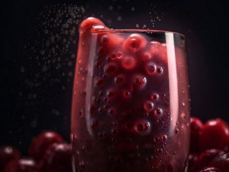 Refreshing Berry Bliss: A Macro View of a Healthy Cocktail.の素材