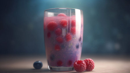 Refreshing Berry Bliss: A Macro View of a Healthy Cocktail.の素材