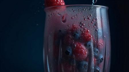 Refreshing Berry Bliss: A Macro View of a Healthy Cocktail.の素材