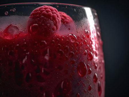Refreshing Berry Bliss: A Macro View of a Healthy Cocktail.の素材