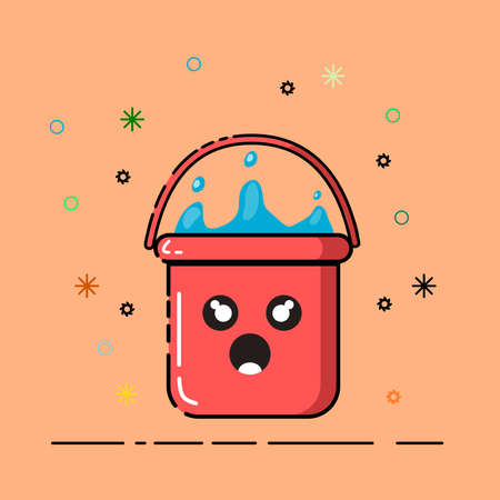 Illustration vector graphic of a bucket. MBE style was used in this art. It's suitable for children book and other kids content.のイラスト素材