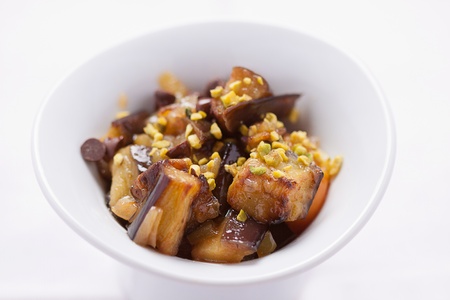Aubergine, pistachios and chocolate chips close viewの写真素材
