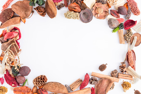 Circular frame with potpourri - useful for entering text in the frameの写真素材