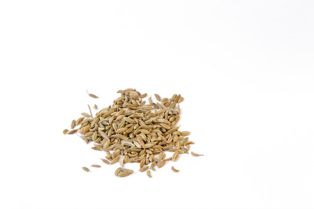 Fennel seeds on white background - 45 degree viewの写真素材