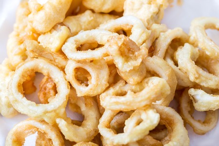 Homemade Fried squid rings -  view from the top