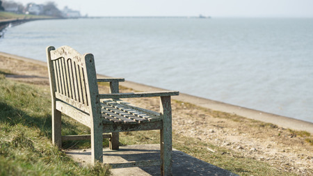 Bench on the sea - Isle of Wightの写真素材