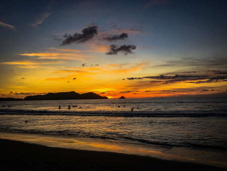 This sunset created an amazingly sunset at the beachの写真素材