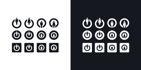 Exclusive Amazing Vector Abstract Unique, professional businessman combined with power-on icon, consulting, development, can be used in various media easily, set, editableのイラスト素材