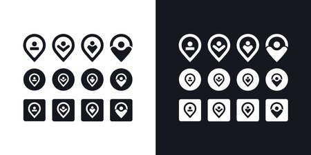 Exclusive Amazing Vector People and map pointer design. People and gps locator symbol or icon. Unique human and pin, can be used in various media easily, set, editableのイラスト素材