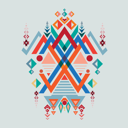 Vector Aztec, tribal elements ethnic design mix geometric with light blue color backgroundのイラスト素材
