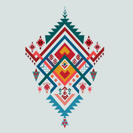 Aztec stile, tribal elements, ethnic, tribal art, tribal design mix geometric textile with light blue color background Vectorのイラスト素材