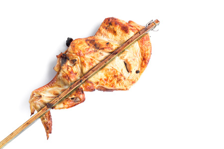 Closeup Grilled chicken breast on white background, thai foodの写真素材