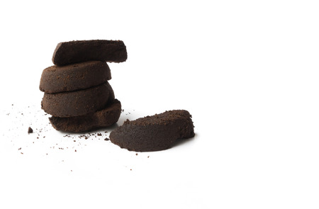 coffee grounds on white background, skin care beauty conceptの写真素材