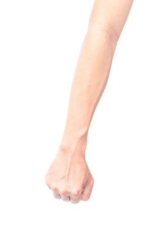 Man arm with blood veins on white background, health care and medical conceptの写真素材