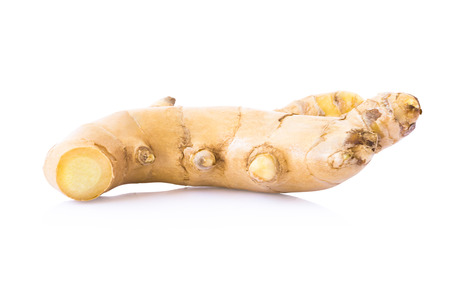 Fresh ginger root on white background for herb and medical product conceptの写真素材