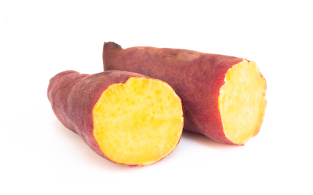 Sweet potato boil isolated on white background, food healthy diet conceptの写真素材
