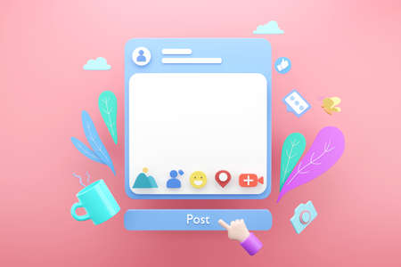 Store on smartphone with shopping online social media application concept, 3d renderの写真素材