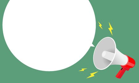 megaphone and white speech bubble for advertising message, Vector illustrationのイラスト素材