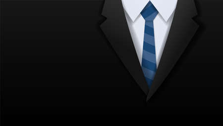 Closeup of businessman black suit and blue necktie with copy space, Paper art cut and craft style background, Vector illustrationのイラスト素材