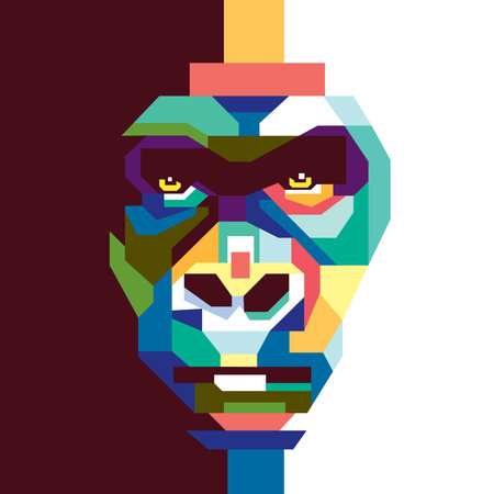 Colorfull Gorilla Headのイラスト素材