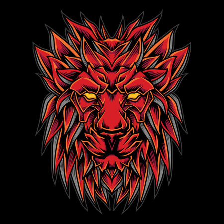 Red Lion Head  Illustrationのイラスト素材