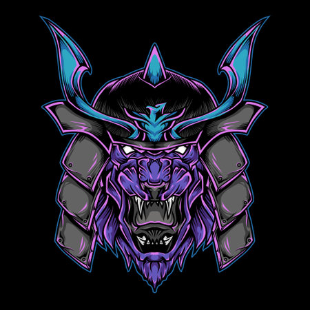 Samurai Lion Mascot Illustrationのイラスト素材