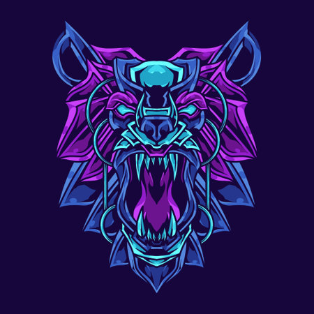 Bear Head Abstract Ornament Illustrationのイラスト素材