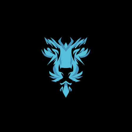 Blue Lion Face Illustrationのイラスト素材
