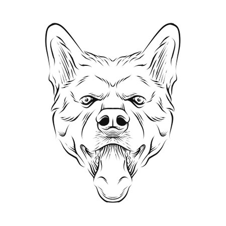 Dog Head hand drawn illustrationのイラスト素材