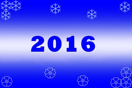 2016 and blue backgroundの写真素材