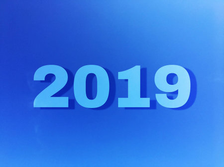 2018 and blue background