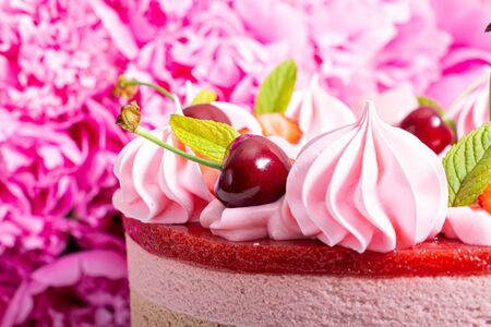 Homemade Three Chocolate Strawberry Cakeの写真素材