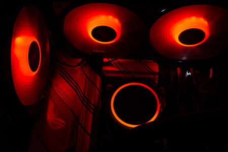 Illumination of the motherboard at night in the system unit