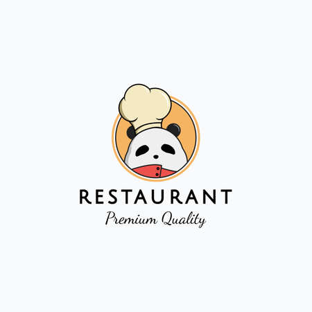 Vector illustration of colorful panda with chef hat fit for restaurant logo designのイラスト素材