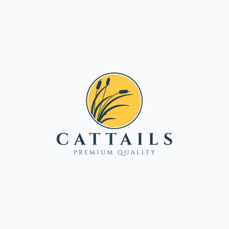 Vector illustration of cattails silhouette logo designのイラスト素材