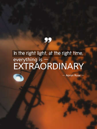 Quotation word picture of In the right light at the right time, everything is extraordinary by Aaron...