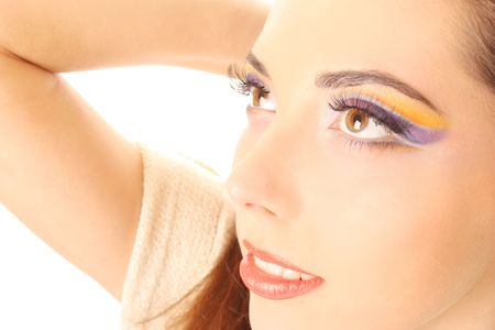The beautiful woman with bright make-upの写真素材