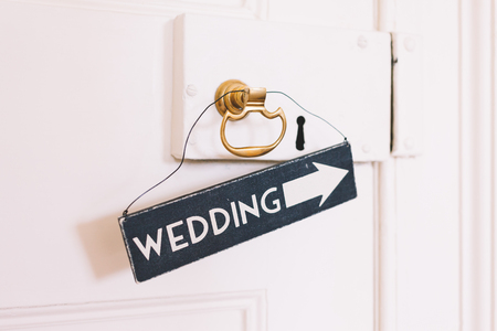 Retro styled wedding prop, directional signの写真素材
