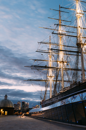 The restored Cutty Sark clipper ship in Greenwich, London on 20th of May 2017.のeditorial素材