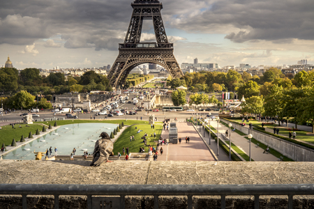 view of the Eiffel tower and trocaderoの写真素材