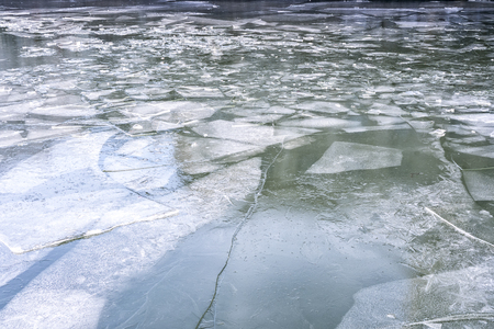Ice floes on waterの写真素材