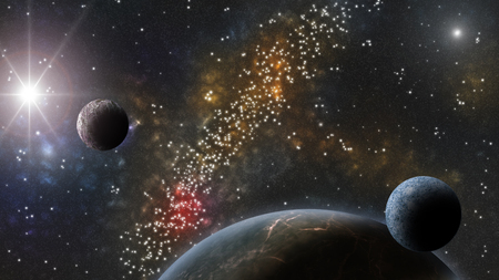 Cosmos, nebulas, stars and planets. Sci-Fi backgroundの写真素材